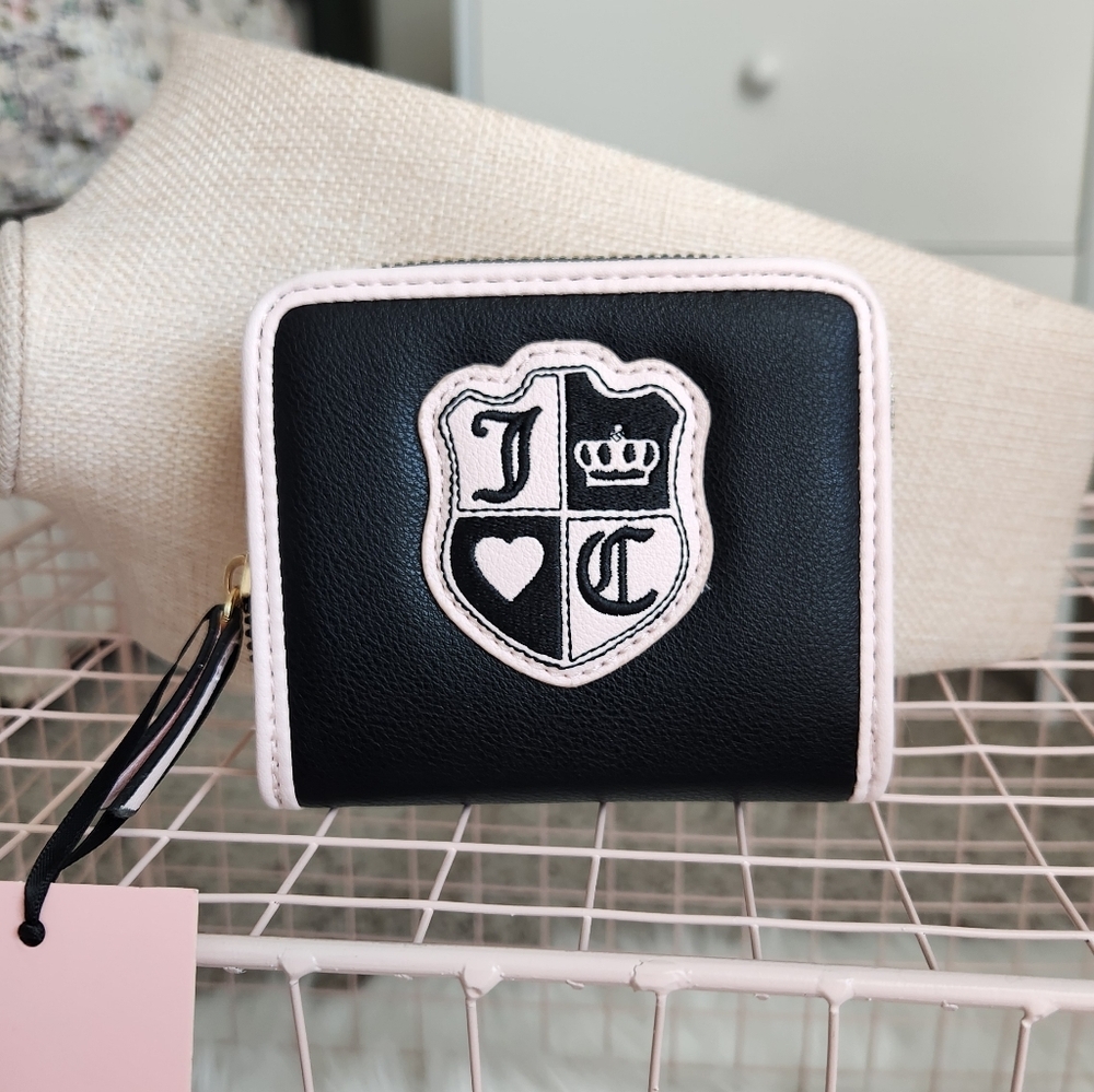 Juicy Couture Black and Pink Wallet with Logo Patch